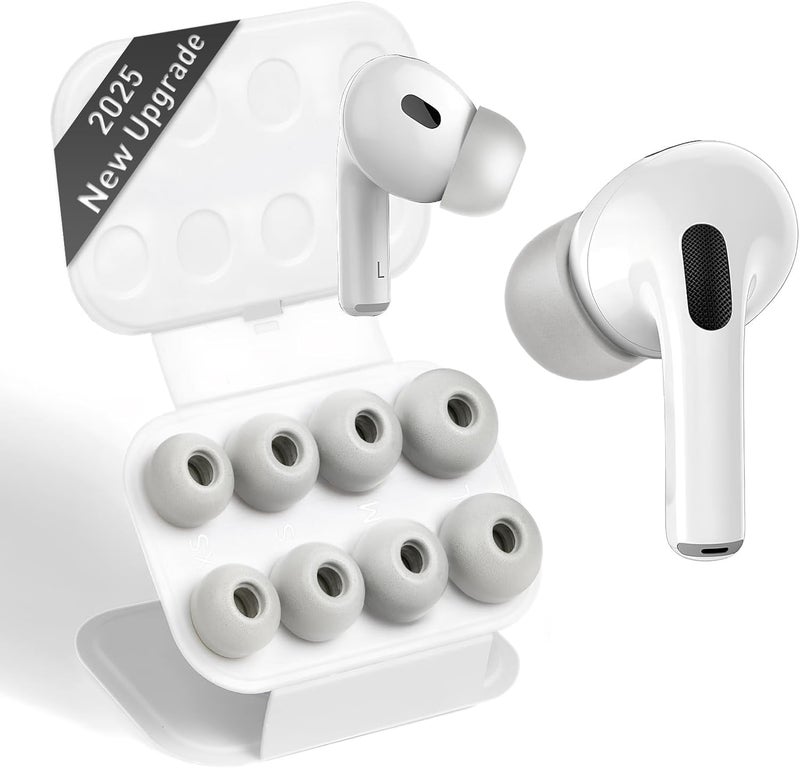 Vsagier Memory Foam Replacement Ear Tips for AirPods Pro and for AirPods Pro 2, with Noise Reduction Hole, No Silicone Eartips Pain for Apple Ear Buds, Fit in The Charging Case(XS/S/M/L) - Image 1